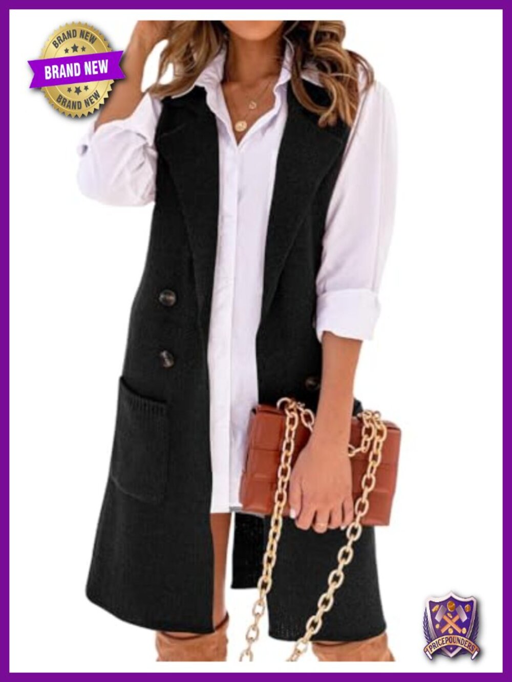 Womens Sleeveless Button Down Sweater Vest Acrylic Knit Cardigan